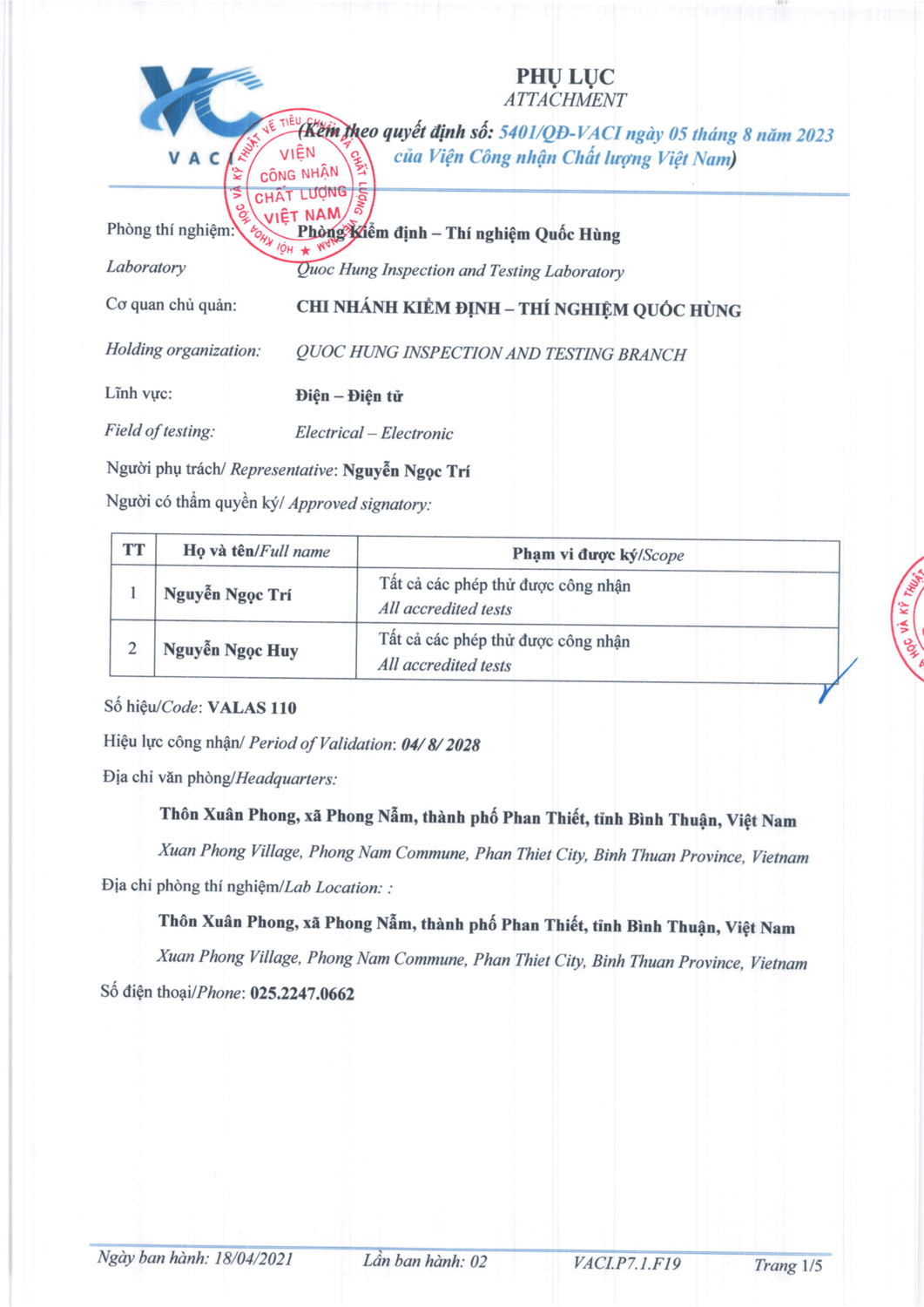 Kiểm định thí nghiệm phan thiết